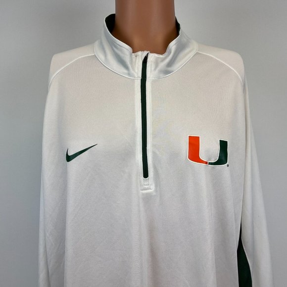 Nike Miami Hurricanes Quarter Zip Dri Fit Jacket NCAA College White Size 2XL - Picture 1 of 4